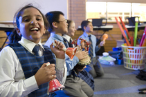 Students playing percussion